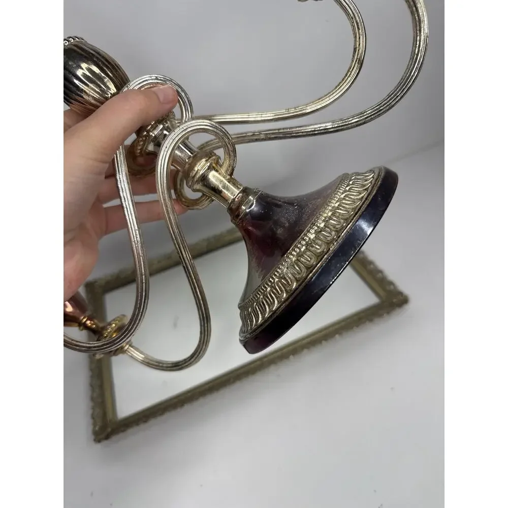 Godinger Candelabra Silver Plated Baroque Ornate 4 Arms 5 Candle Holder Wedding